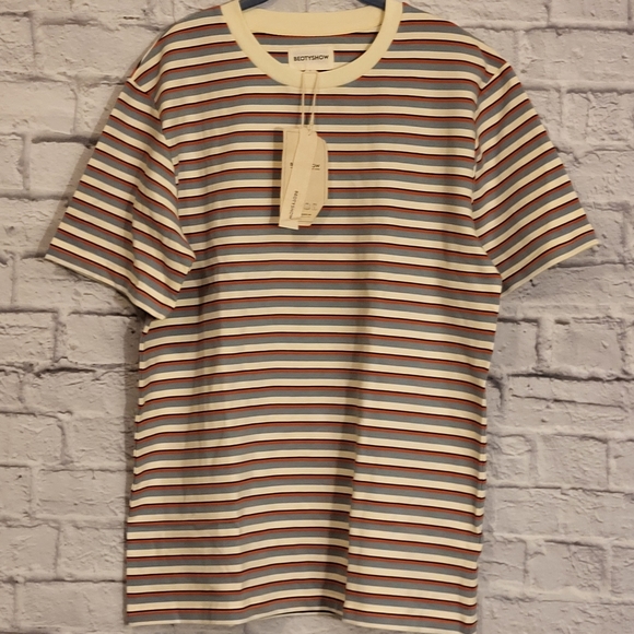 Men's Beotyshow Texture Stripe Short Sleeve T-Shirt - Picture 1 of 11